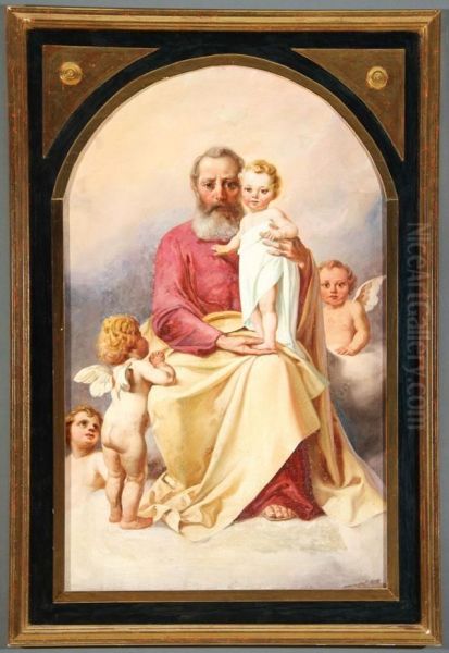 Saint Joseph And The Infant Christ With Adoring Angels - view 1