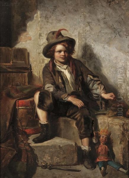 Portrait Of A Boy With A Puppet - view 1