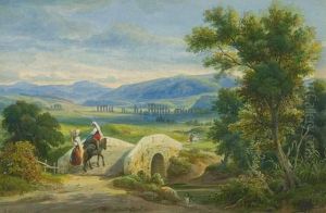 Landleute In Romischer Campagna. 1848 by Franz Knebel