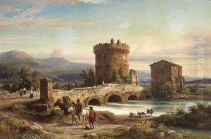 A View Of The Ponte Lucano And The Sepolcrodei Plautii At Tivoli
