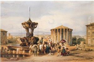 Scena Di Vita Popolare Al Tempio Di Vesta, 1851 by Franz Knebel