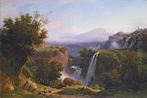 Veduta Di Tivoli Con Le Cascatelle by Franz Knebel