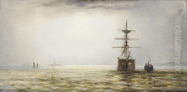 Shipping In A Calm Off A Coastline - view 1