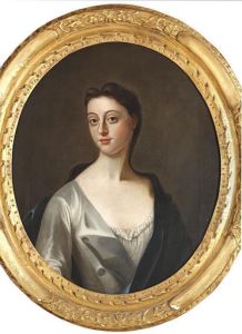 Portrait Of A Lady In A Silk Dress And Drapery