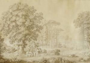Arcadian Landscape With Diana And Endymion by Christian Heinrich Kniep