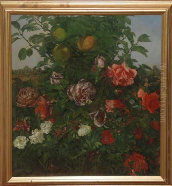 Kniepe Oil On Panel, Roses And Oranges - view 1