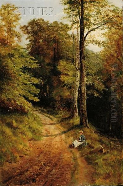 Portrait Of A Girl By A Wooded Path - view 1