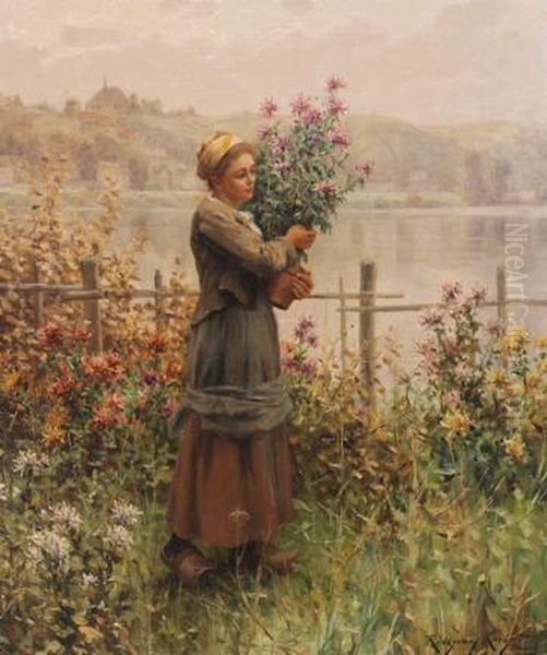 Pot Of Flowers - Woman With Flowers - view 1