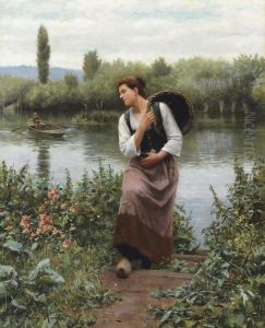 Woman With A Basket Signed 'ridgway Knight/paris' by Daniel Ridgway Knight