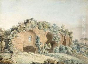 A Figure Sketching Ruins In The Roman Campagna by Ellis Cordelia Knight
