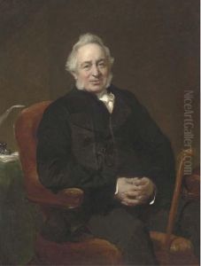 Portrait Of Ralph Price Esq., Seated Three-quarter-length, In Ablack Suit by John Prescott Knight