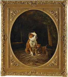 Stallinterior Med Tva Hundar by Joseph Augustus Knip