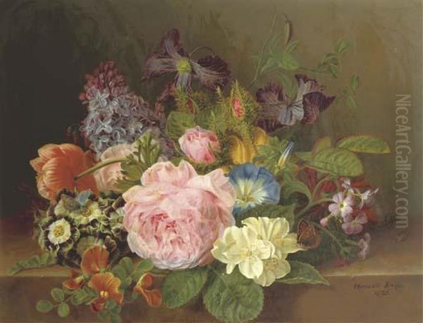Mixed Flowers On A Ledge - view 1