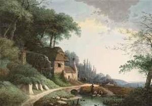 Doing The Washing Near A Stream And A Watermill