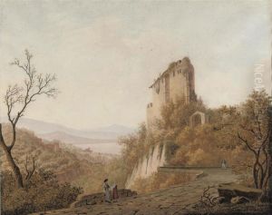 Landscape With Figures And A Ruin by Martheus Derk Knip