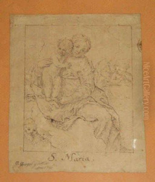 Maria Withchild In Sky Surrounded By Angels - view 1