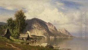 Fjordlandschaft Mit Fischerhutten.