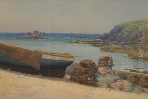 Docked Boat With Baskets - view 1