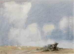 Landscape With Haystacks And Trees by Archibald Knox