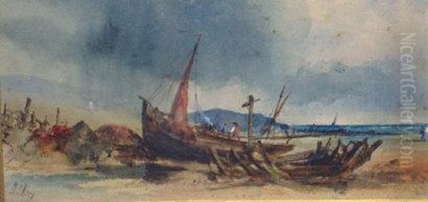 A Fishing Boat On A Beach - view 1
