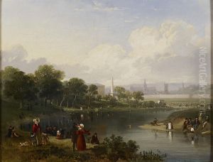A Regatta On The Clyde At Glasgow Green, The Cathedral In The Distance