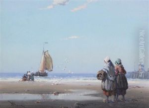 Dutch Fisherfolk On The Shore