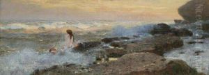 A Rocky Shore With A Naiad