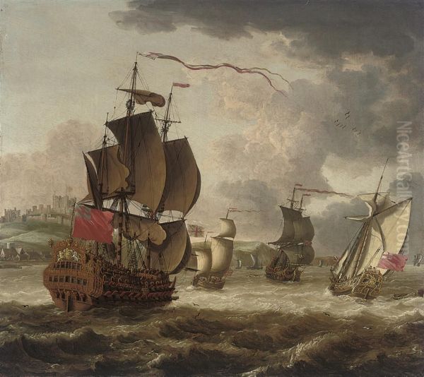 Men-o'war And An Admiralty Yacht In The Channel Off Dover - view 1