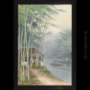 Figures By A Riverside Bamboo Grove by Tokusaburo Kobayashi