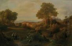 Paesaggio Laziale Con Contadine Sullo Sfondo Del Circeo