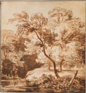 Waldstudie Mit Flusslauf by Ferdinand Kobell