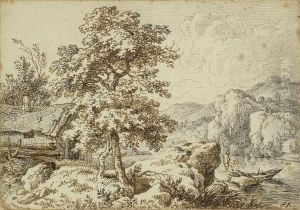 Flusslandschaft Mitbauernhaus. by Ferdinand Kobell