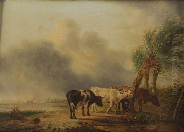 Vaches Au Bord D'un Etang - view 1