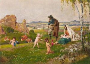 Hirtenfamilie Vor Einer Weiten Landschaft by Hans Koberstein