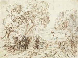 Jagdpartie In Einer Landschaft