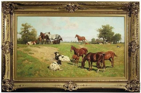 Extensivesummery Landscape With Horses And Cattle - view 1