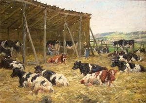 Bauerngehoft Mit Kuhherde by Georg Karl Koch