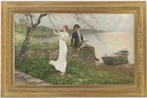 Galantes Paar Am Seeufer by Hermann Koch