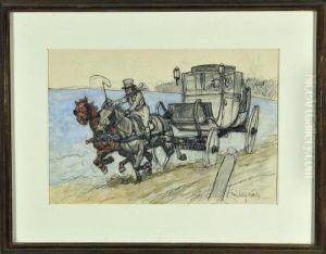 Wilde Kutschfahrt Am Seeufer by Ludwig Koch
