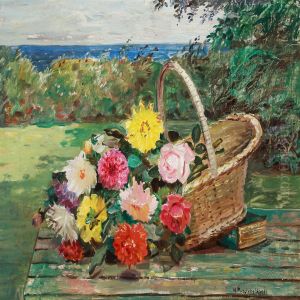 Still Life With Flowers In A Basket by Matthias Peschcke Koedt