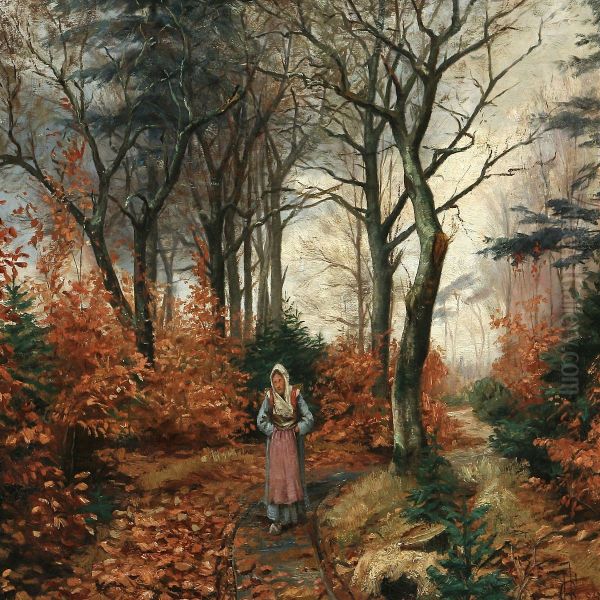 Woman In Anautumn Forest - view 1