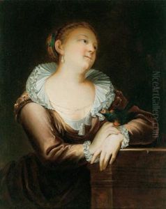 Ritratto Dell""""attrice Jomfru Marie Schmidt Som Dyveke Con Il Suo Pappagallo