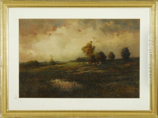 Pastoral Landscape With Grazing Cattle - view 1