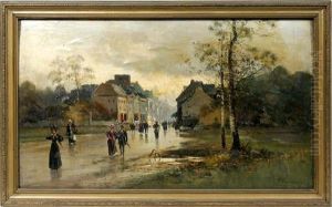 Street Scene In Rain by Paul R. Koehler