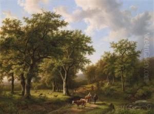 Woodland Landscape With Herdsman And Cattle