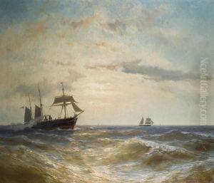 Schepen Op Zee by Hendrik Barend Koekkoek