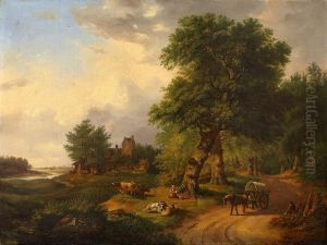 Landschaft Mit Hirten Und Pferdewagen