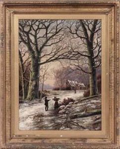 Paesaggio Invernale Con Figure by Hendrik Barend Koekkoek