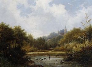 River Landscape With Goat Herd