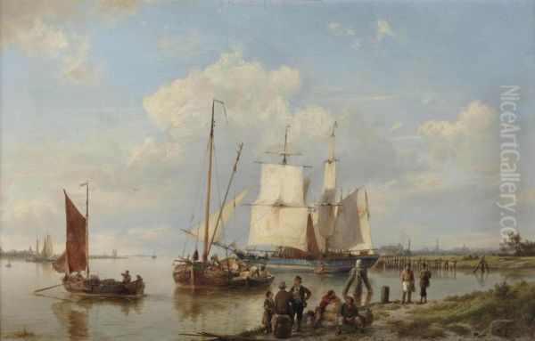 Shipping On A Calm Near An Estuary - view 1